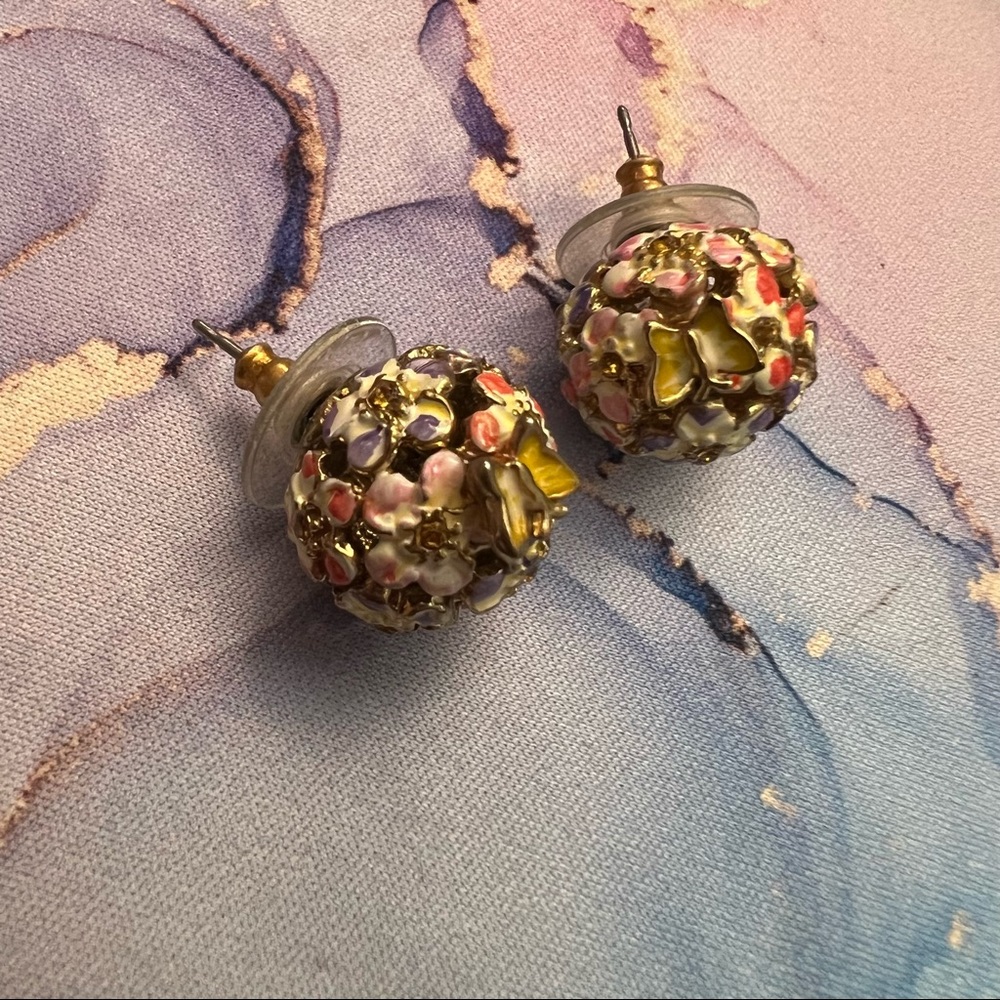 Betsey Johnson floral butterfly stud earrings